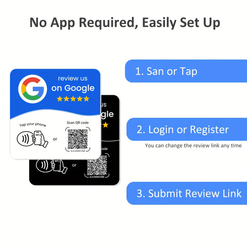NFC Google Review Card with QR Code – Standing Table Display
