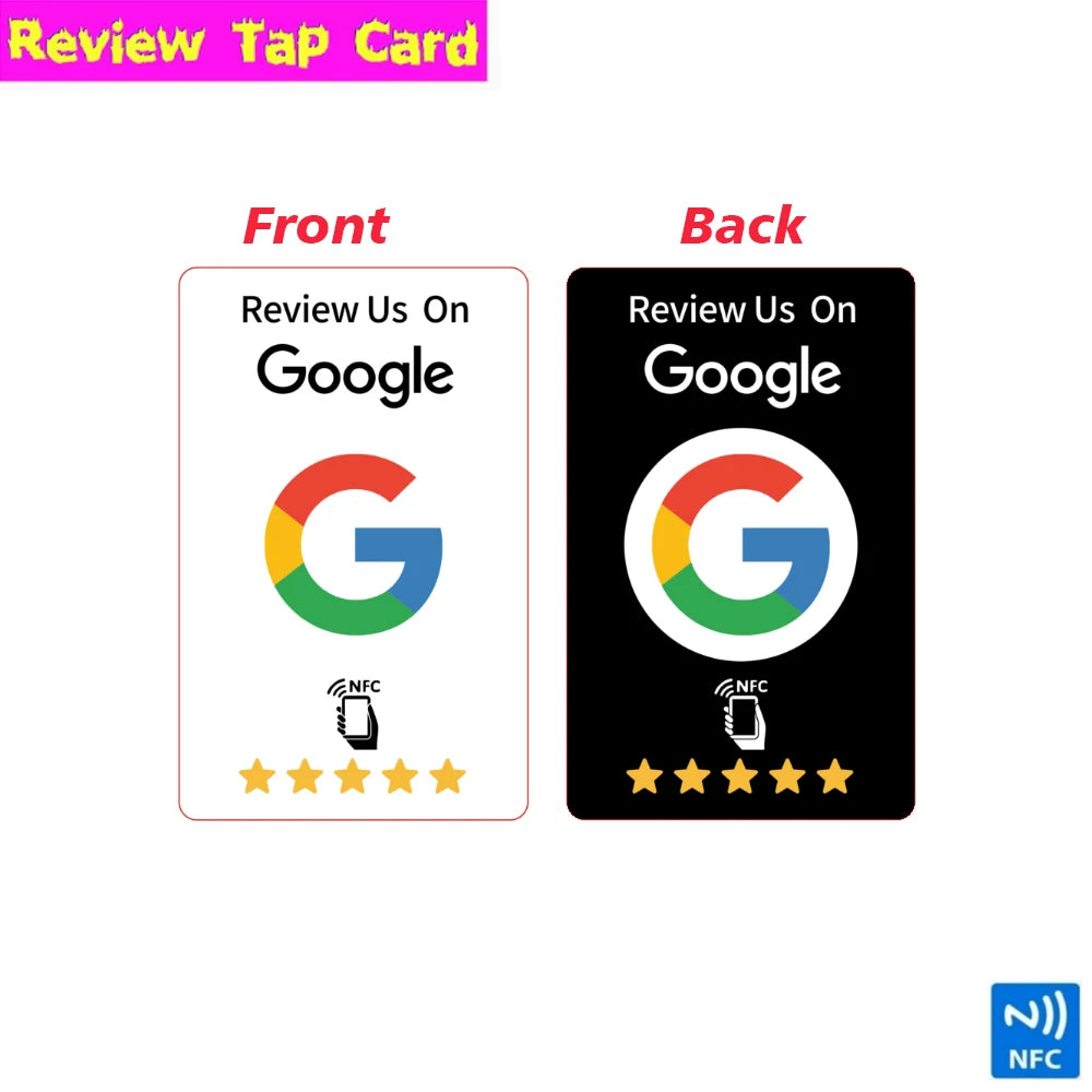 Genanvendeligt NFC-anmeldelseskort – Google-anmeldelseskort med tryk på begge sider